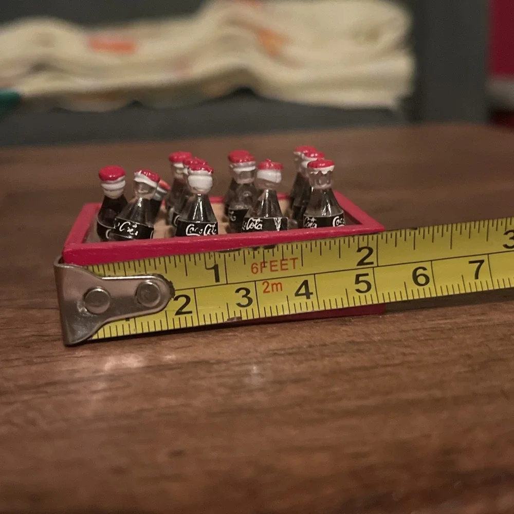 Dollhouse Miniature Drink Coca Cola 12 Bottle Wooden Crate Coke Soda Accessories